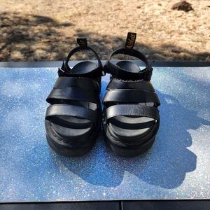 Dr. Martens Women's Black Leather Strappy Platform Sandals